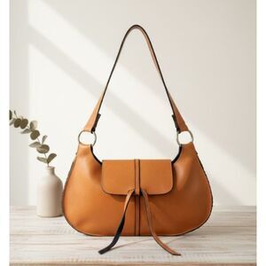 Vintage Lelya Leather Hobo Shoulder Bag Tan Boho 90s Soft Leather